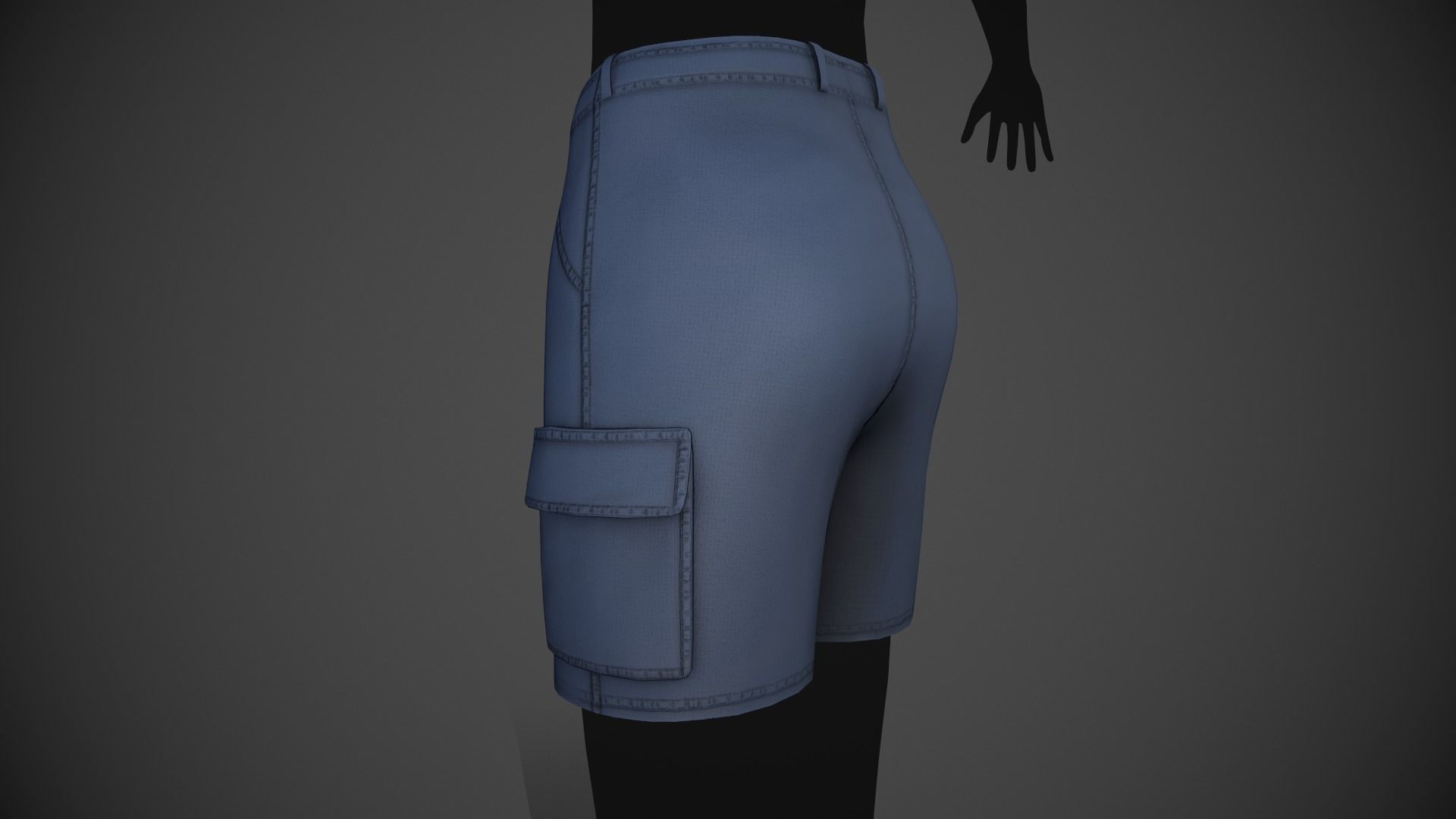 Blue Shorts Style 3 Low-poly 3D model_5