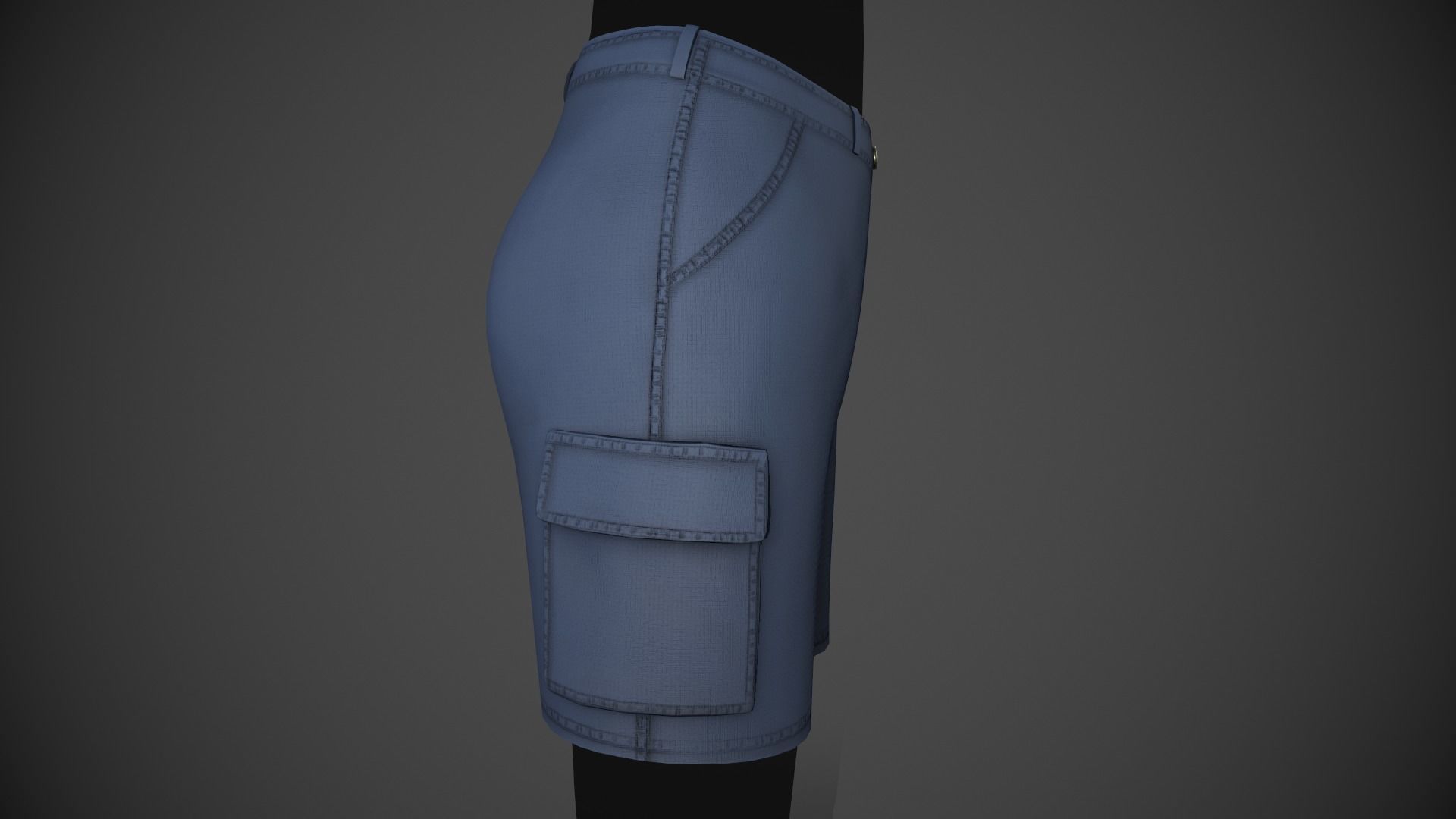 Blue Shorts Style 3 Low-poly 3D model_8
