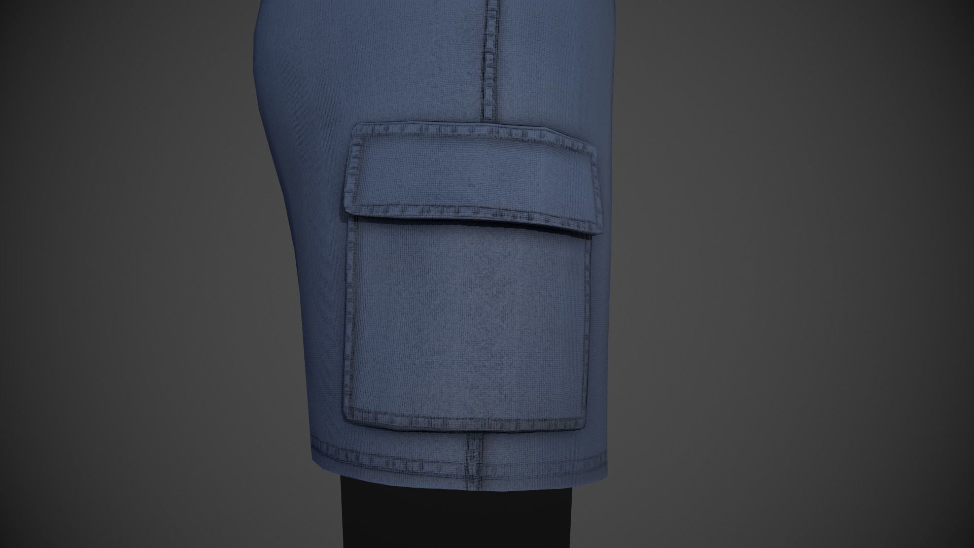 Blue Shorts Style 3 Low-poly 3D model_10
