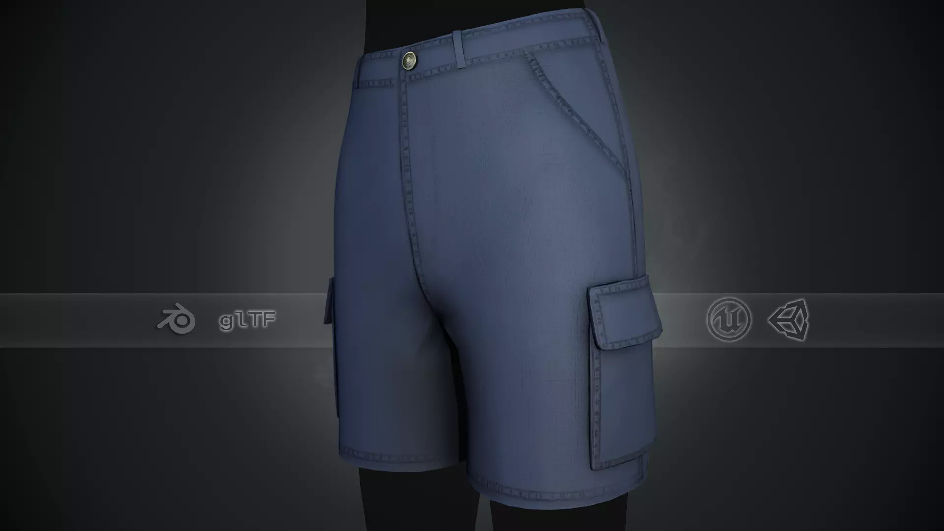 Blue Shorts Style 3 Low-poly 3D model_0