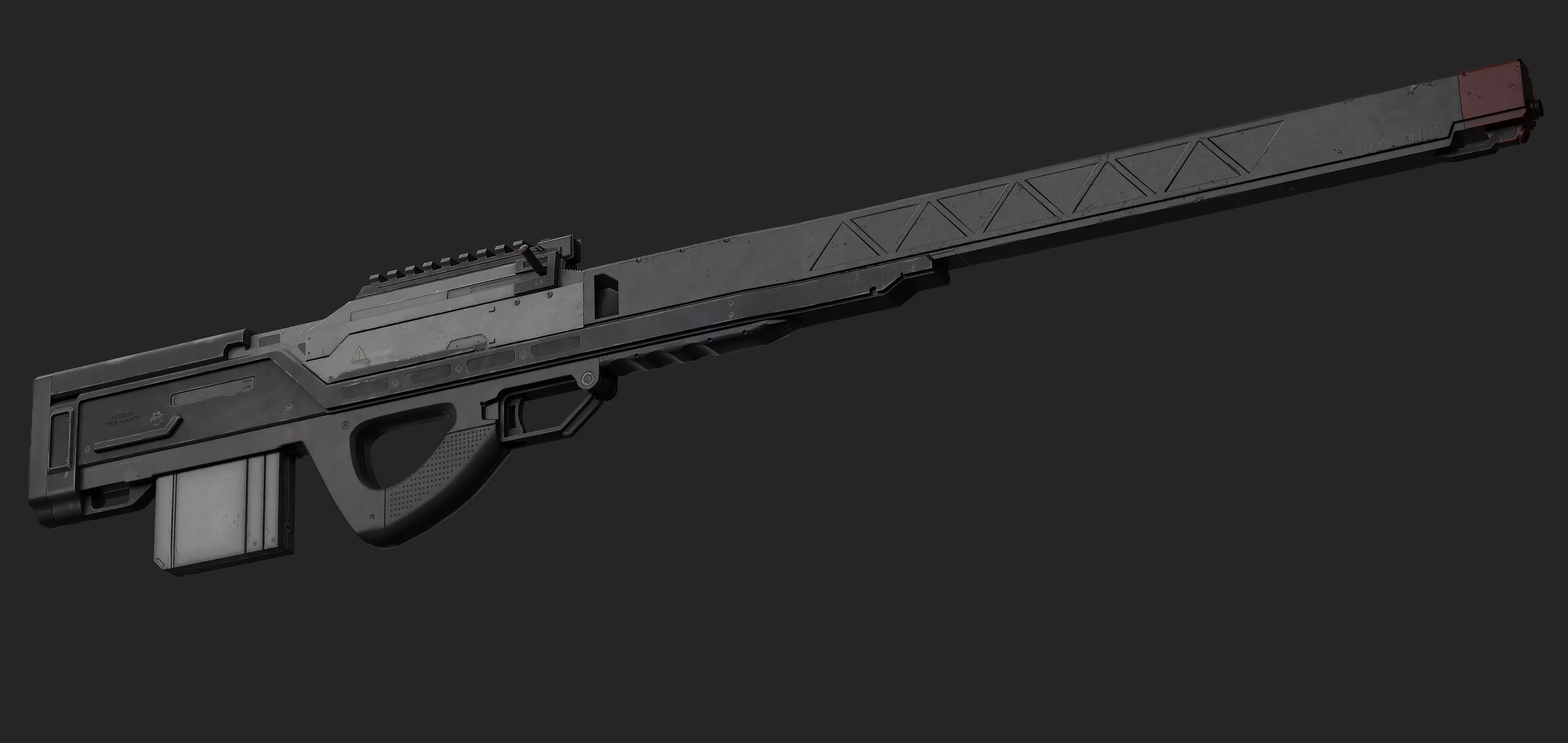Sci-Fi Bullpup Rifle Low-poly 3D model_0