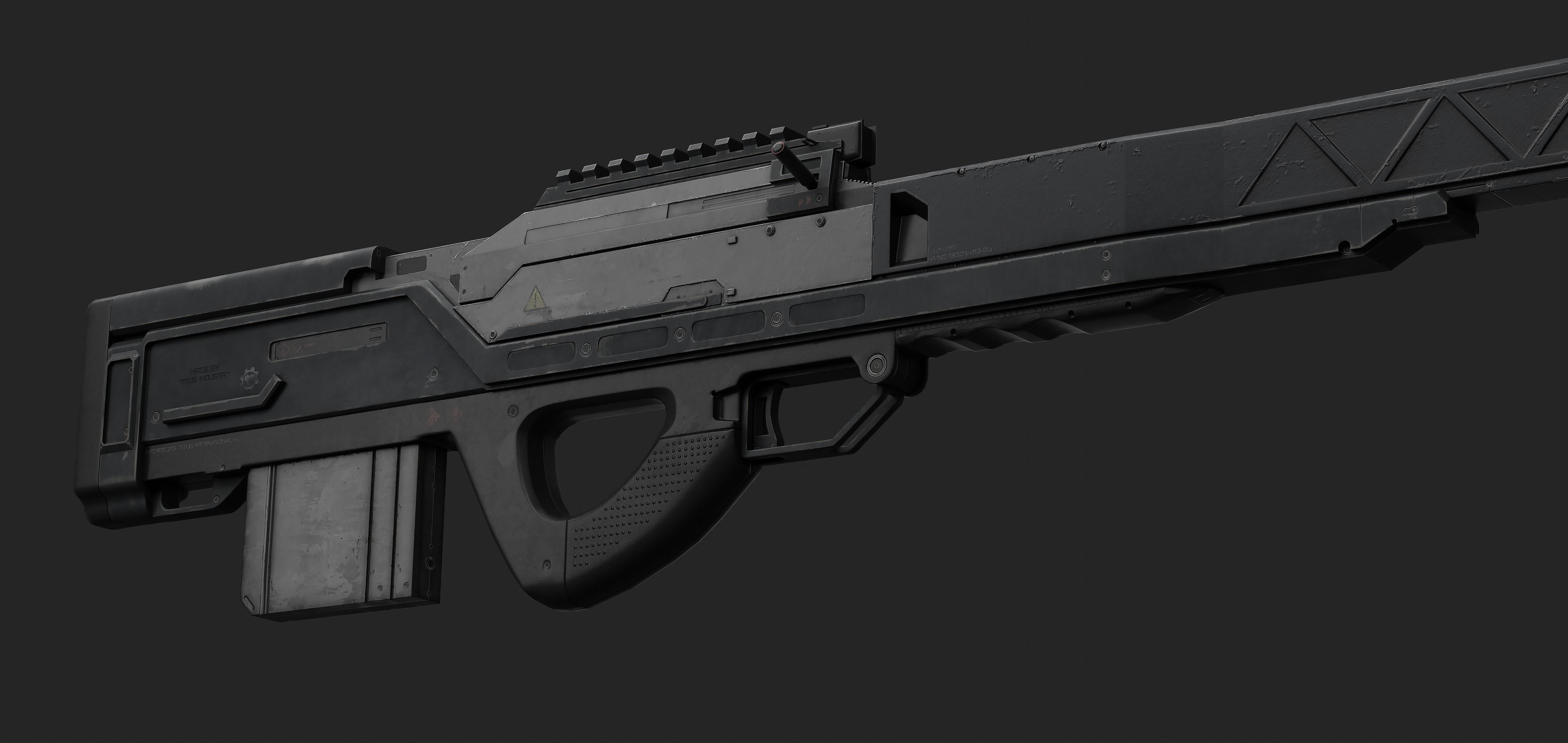 Sci-Fi Bullpup Rifle Low-poly 3D model_5