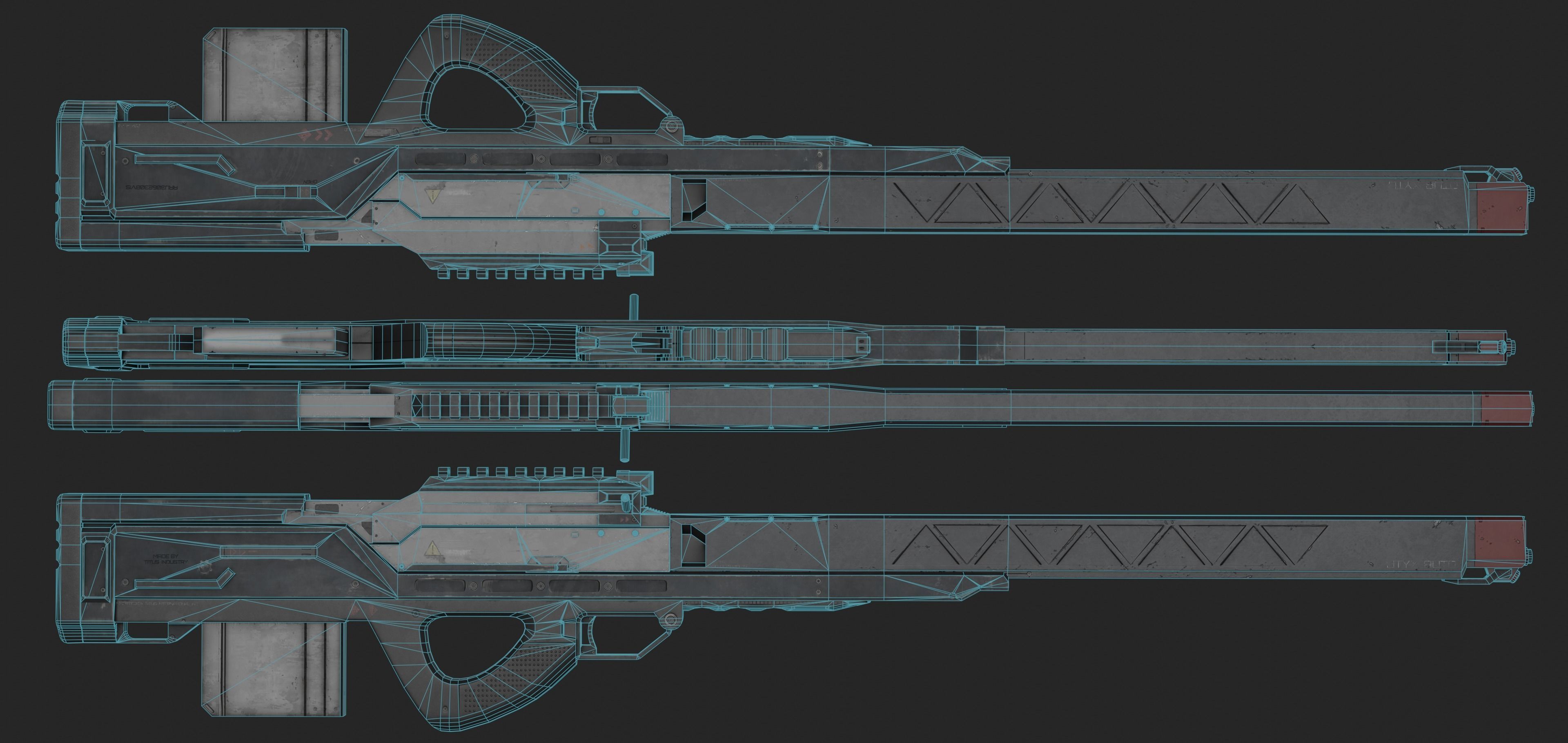 Sci-Fi Bullpup Rifle Low-poly 3D model_6