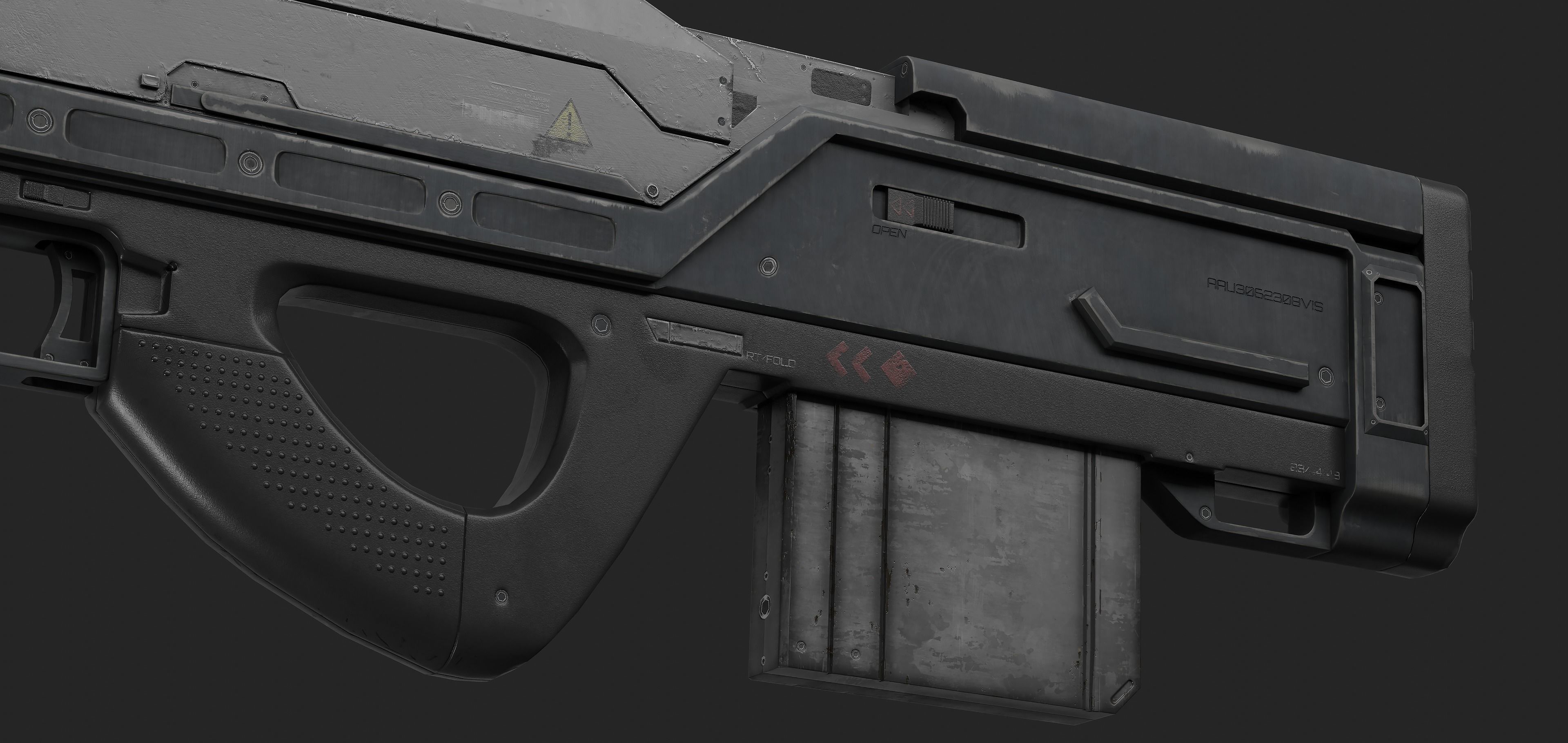 Sci-Fi Bullpup Rifle Low-poly 3D model_4