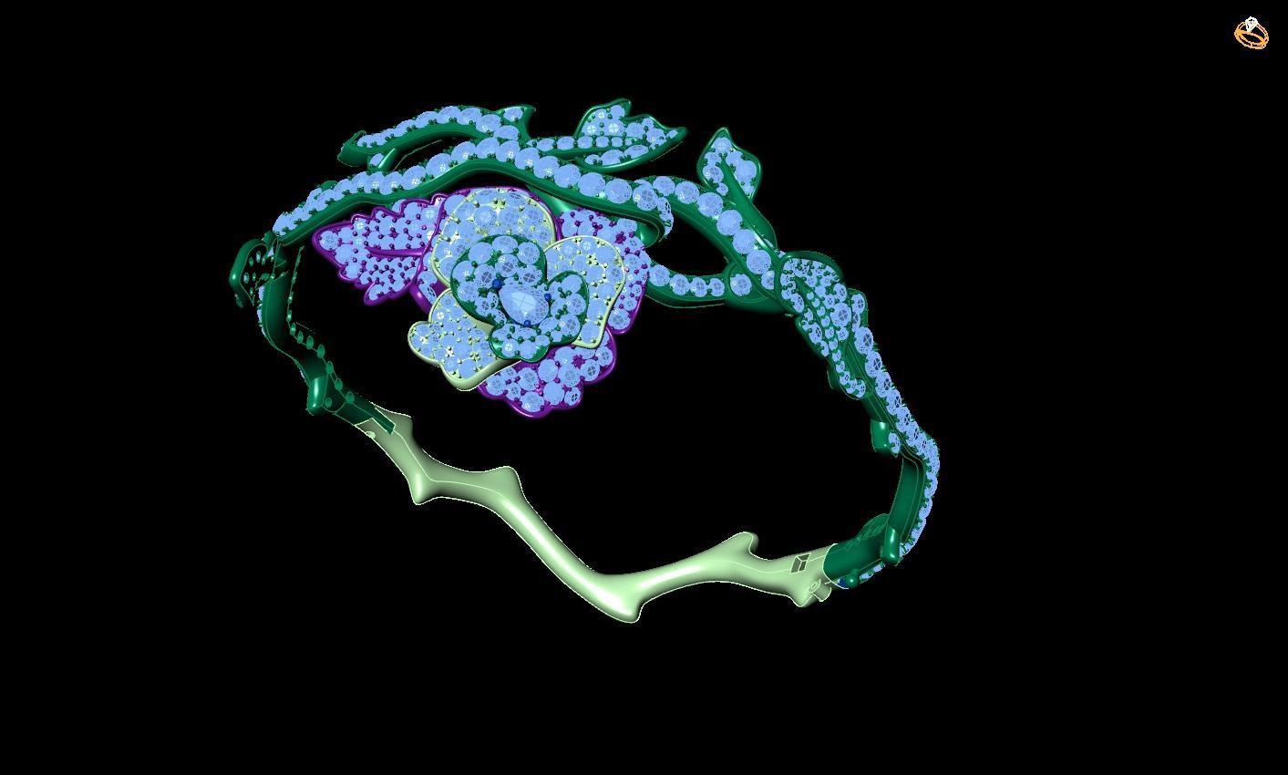 Bracelet Flower 3D print model_2