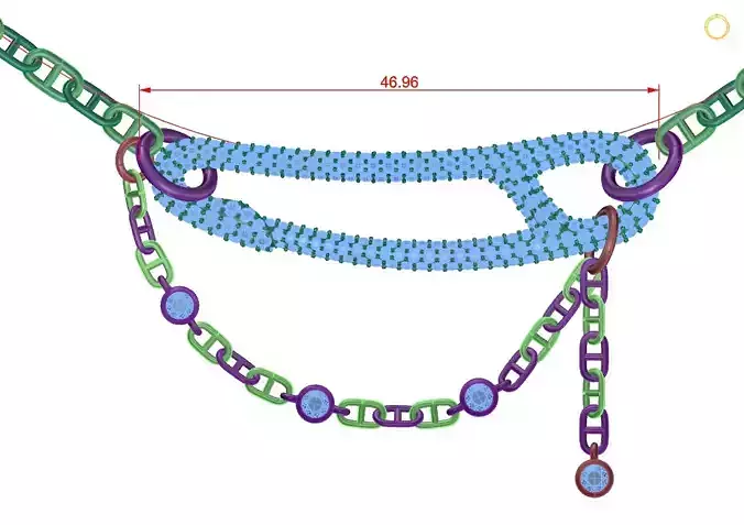 Necklace with diamonds and gold 3D print model