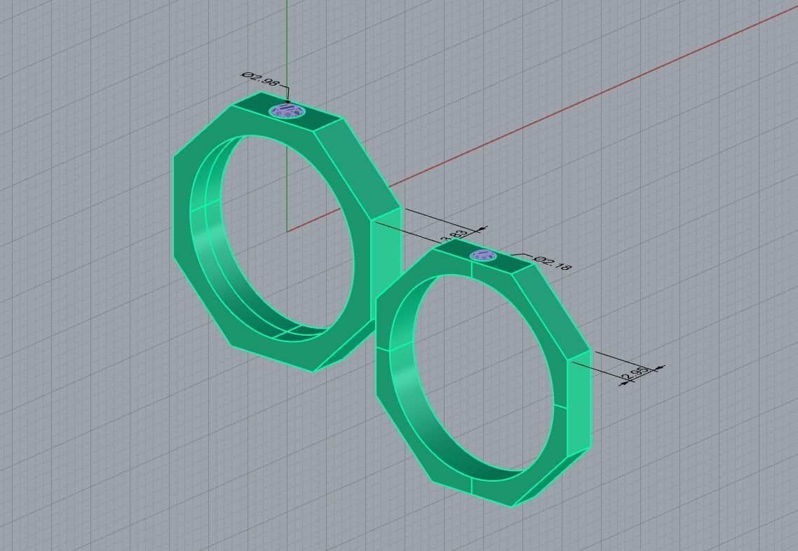 220325 R a couple of rings with strict lines geometry 3D print model_4