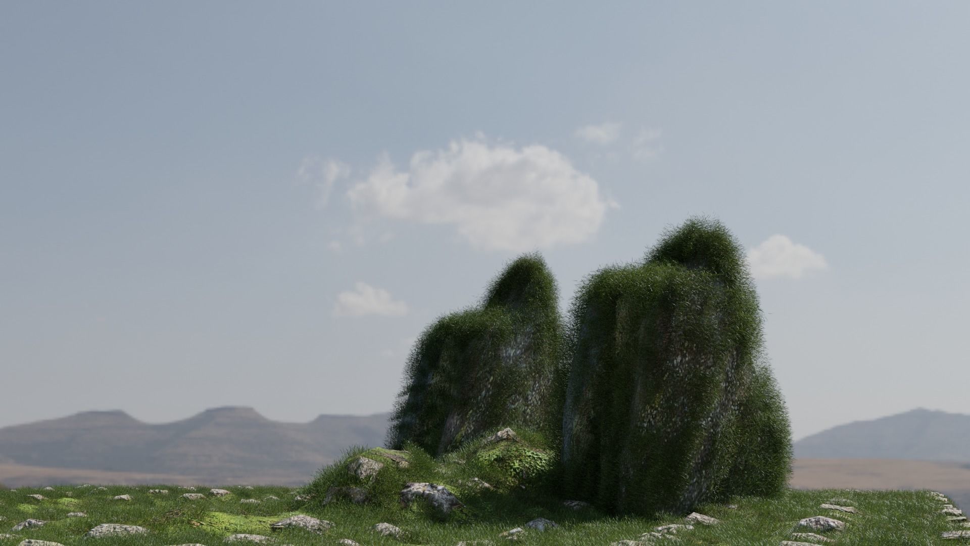 Grass mountains 3D model_1
