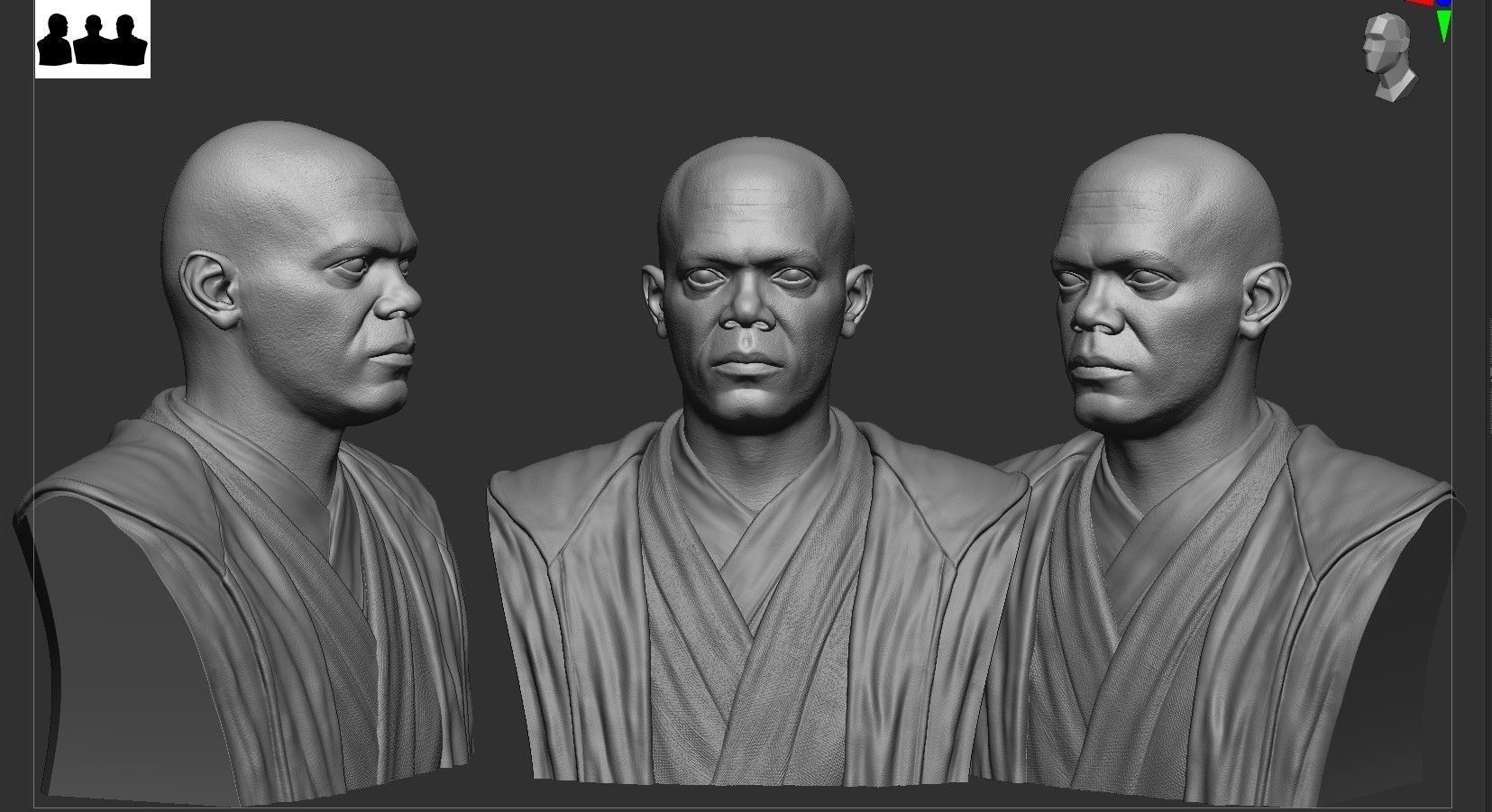 Mace Windu Bust 3D print model_6