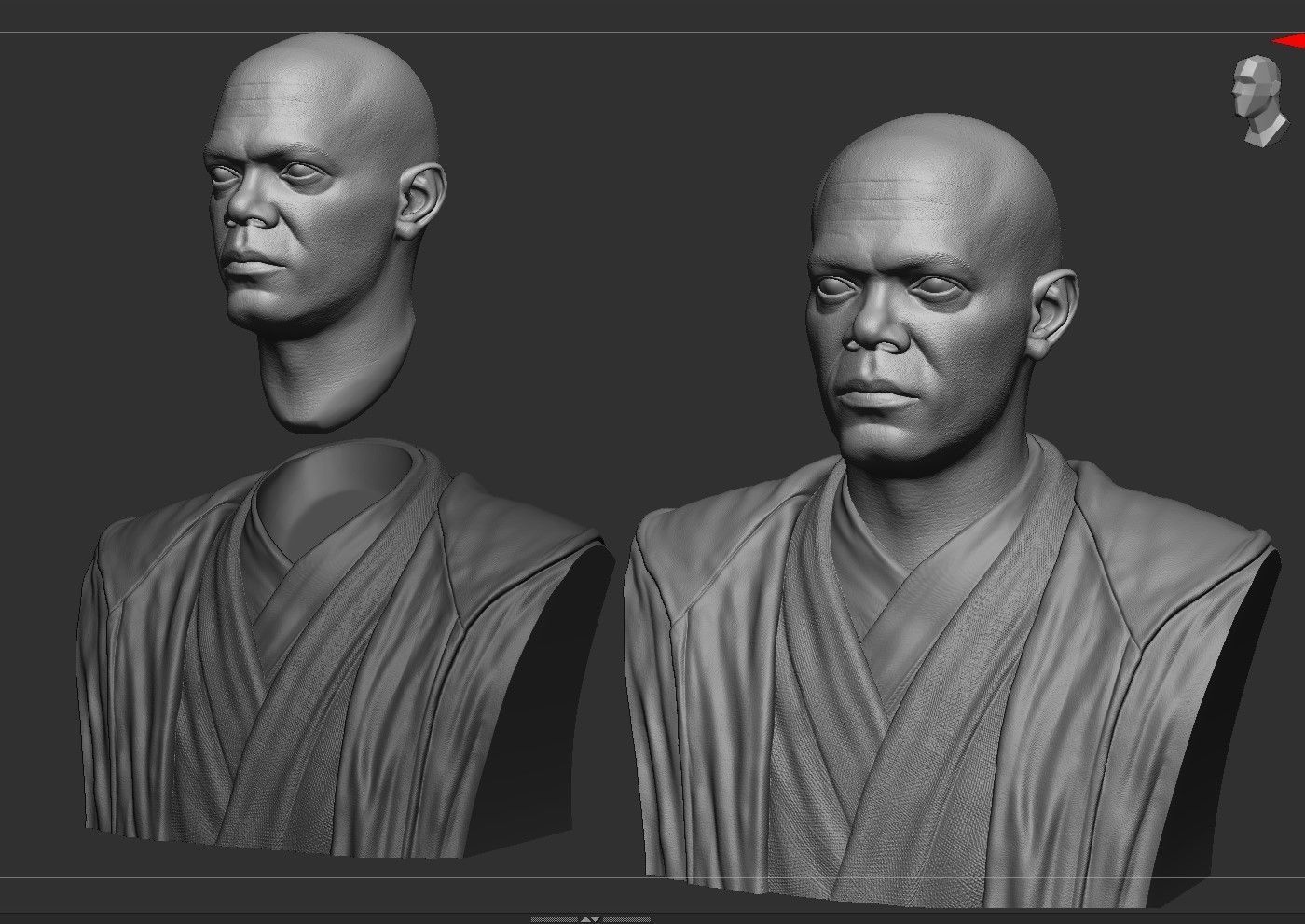 Mace Windu Bust 3D print model_7