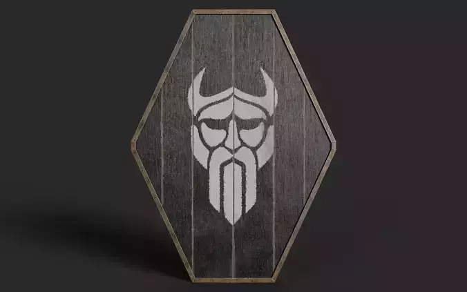 Slavic diamond-shaped shield painted black  the symbol of god Low-poly 3D model