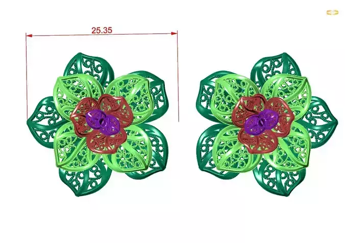 earrings Flower 3D print model