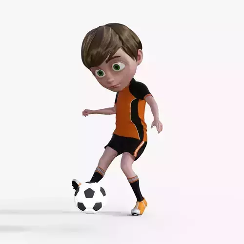 Cartoon Footballer Boy Rigged