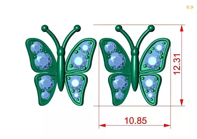 earrings Butterfly 3D print model