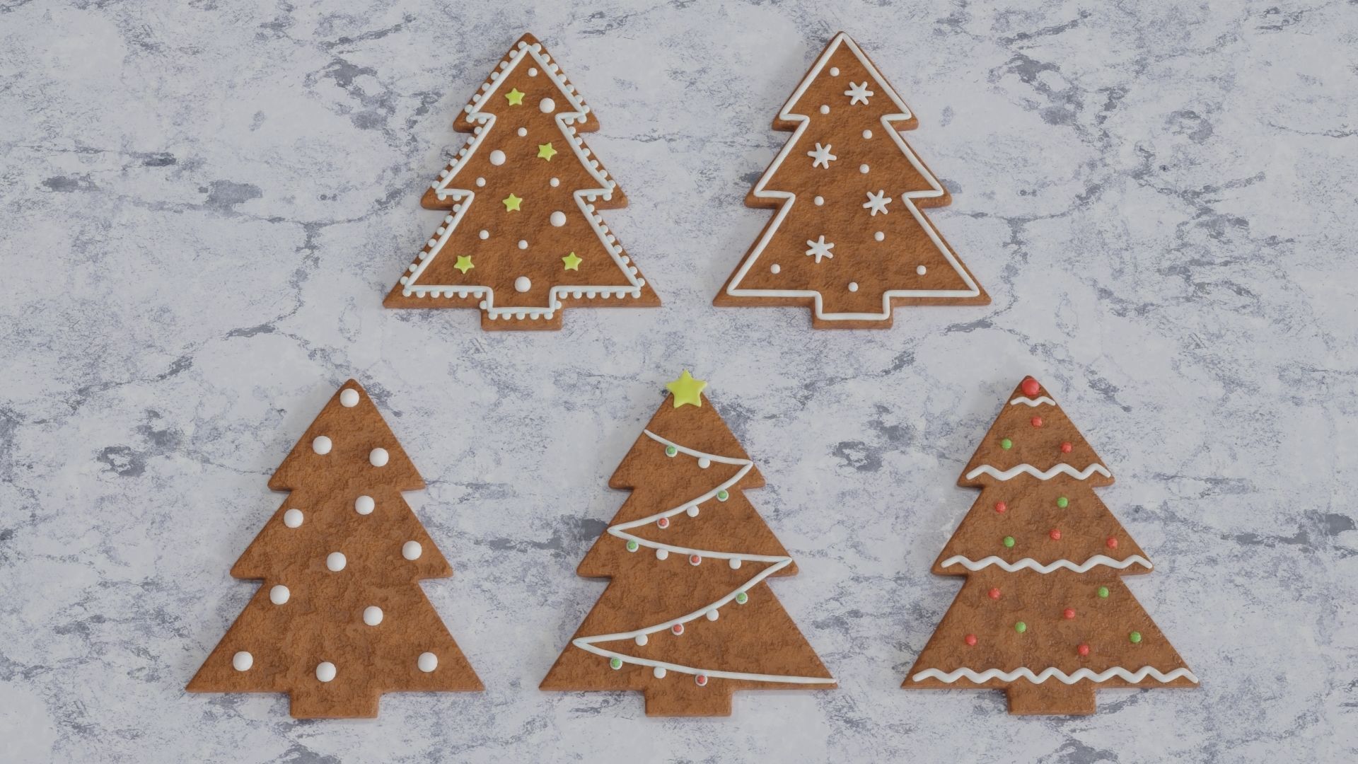 Gingerbread Christmas Cookie 3 - Christmas Tree 3D model_9