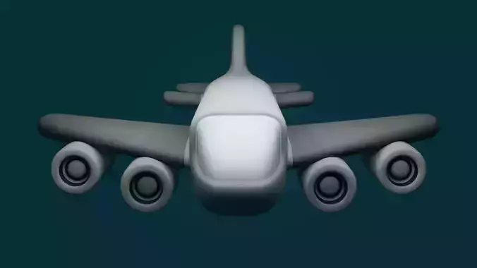 Low Mid Poly Game Ready Cartoon Style Plane