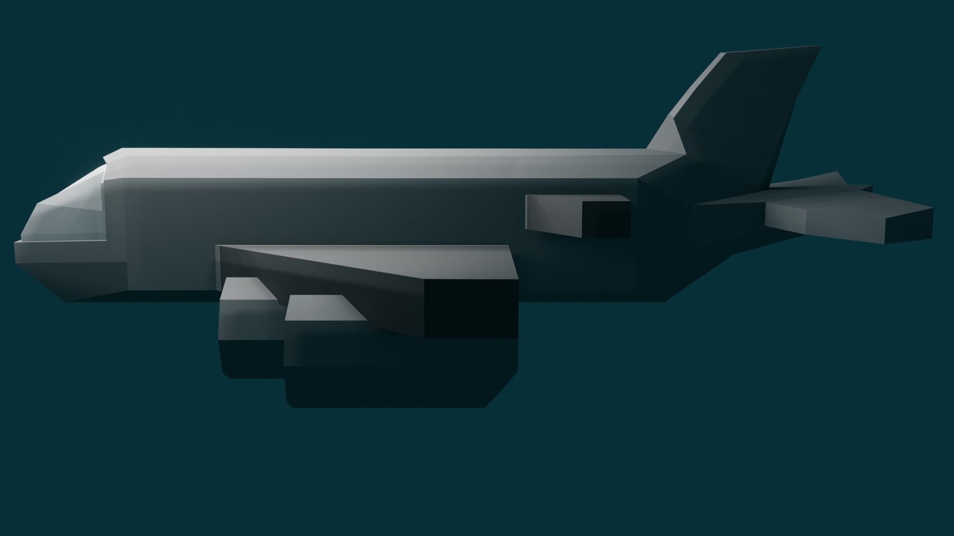 Low Mid Poly Game Ready Cartoon Style Plane Low-poly 3D model_4