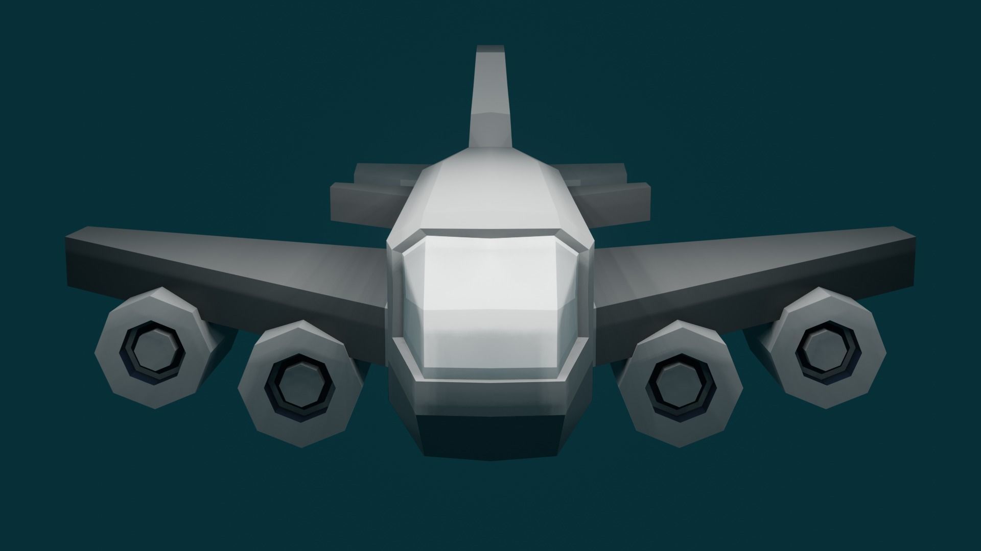 Low Mid Poly Game Ready Cartoon Style Plane Low-poly 3D model_3