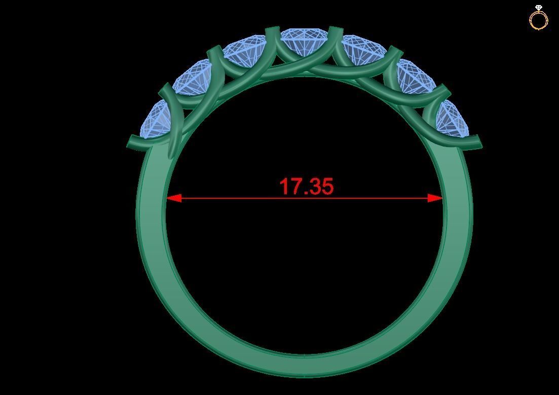 Rings ring with stones 3D print model_2