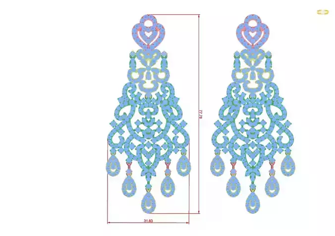 earrings rhinestone chandelier 3D print model