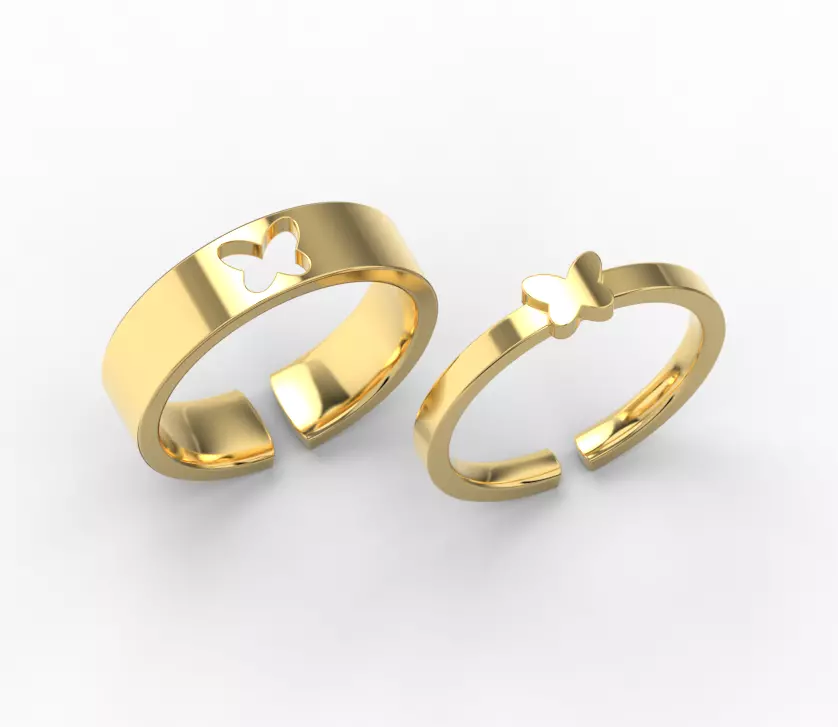 220501 R couple of rings with butterfly 3D print model