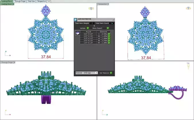 pendant snowflake with measurements 3D print model