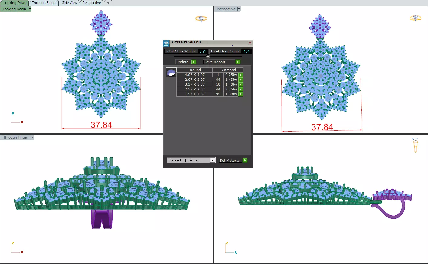pendant snowflake with measurements 3D print model_0