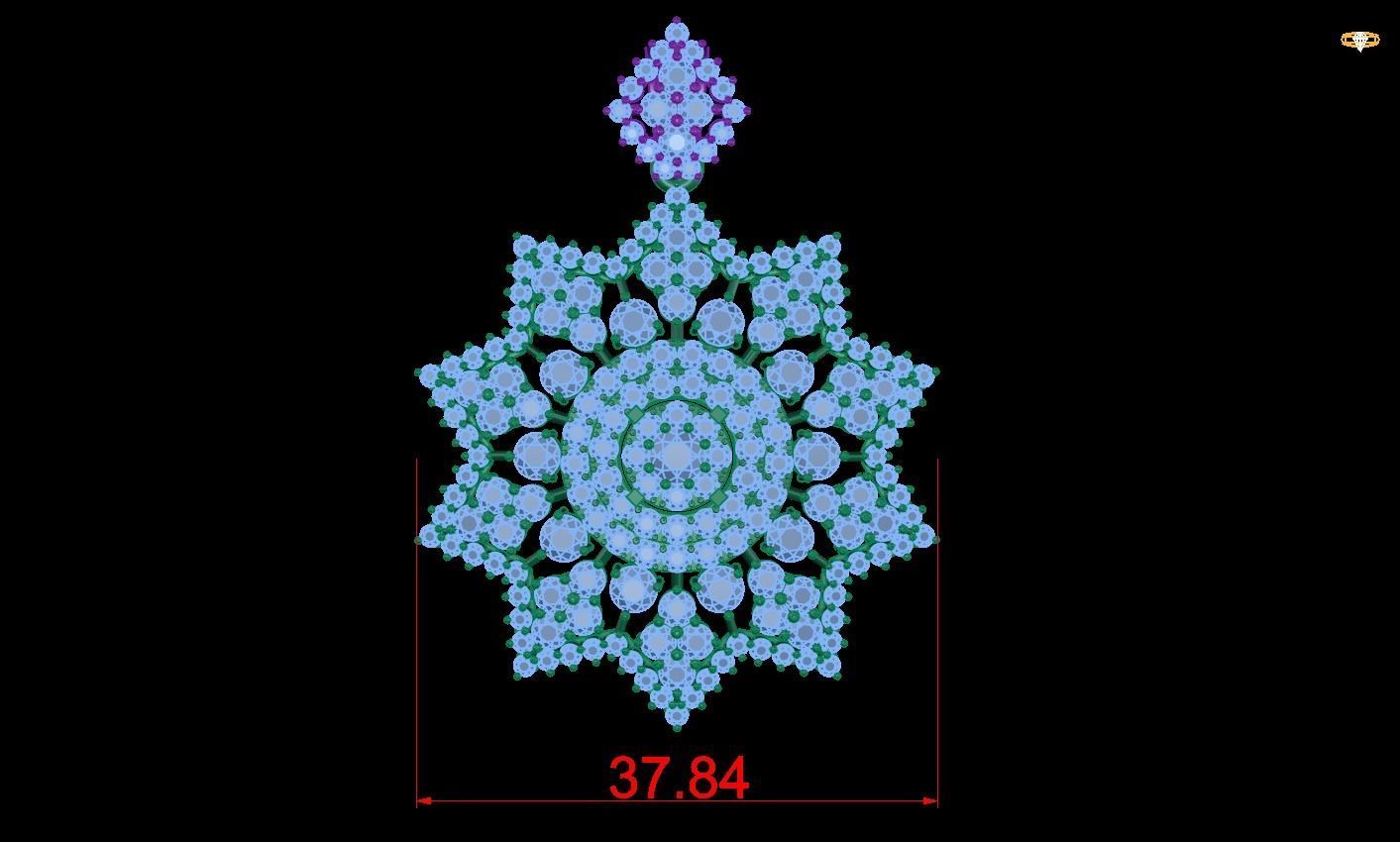 pendant snowflake with measurements 3D print model_1