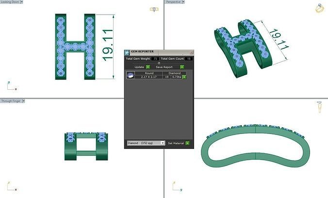 pendant letter h 3D print model
