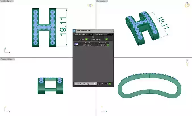 pendant letter h 3D print model