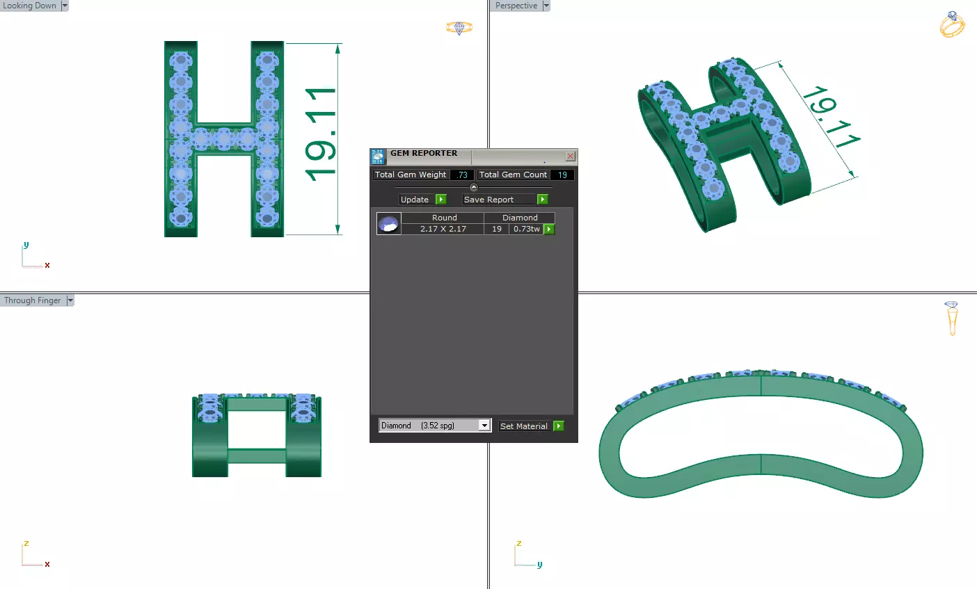 pendant letter h 3D print model_0
