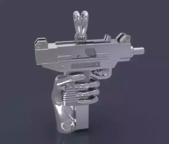 pendant uzi on hand 3D print model