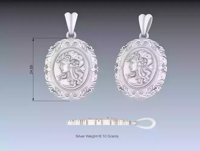Angel girl Pendant for making oxidized silver jewelry 3D print model
