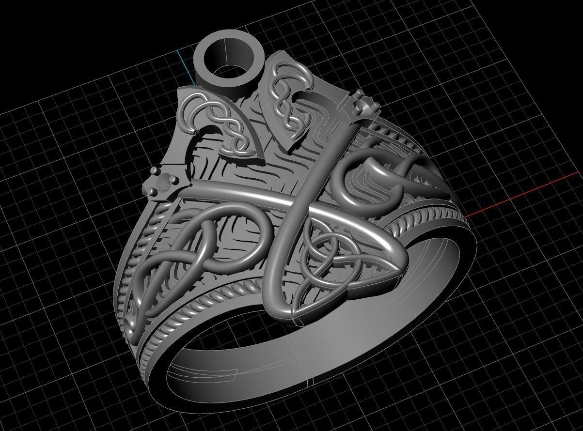 Berserk nordic ring 3D print model_3