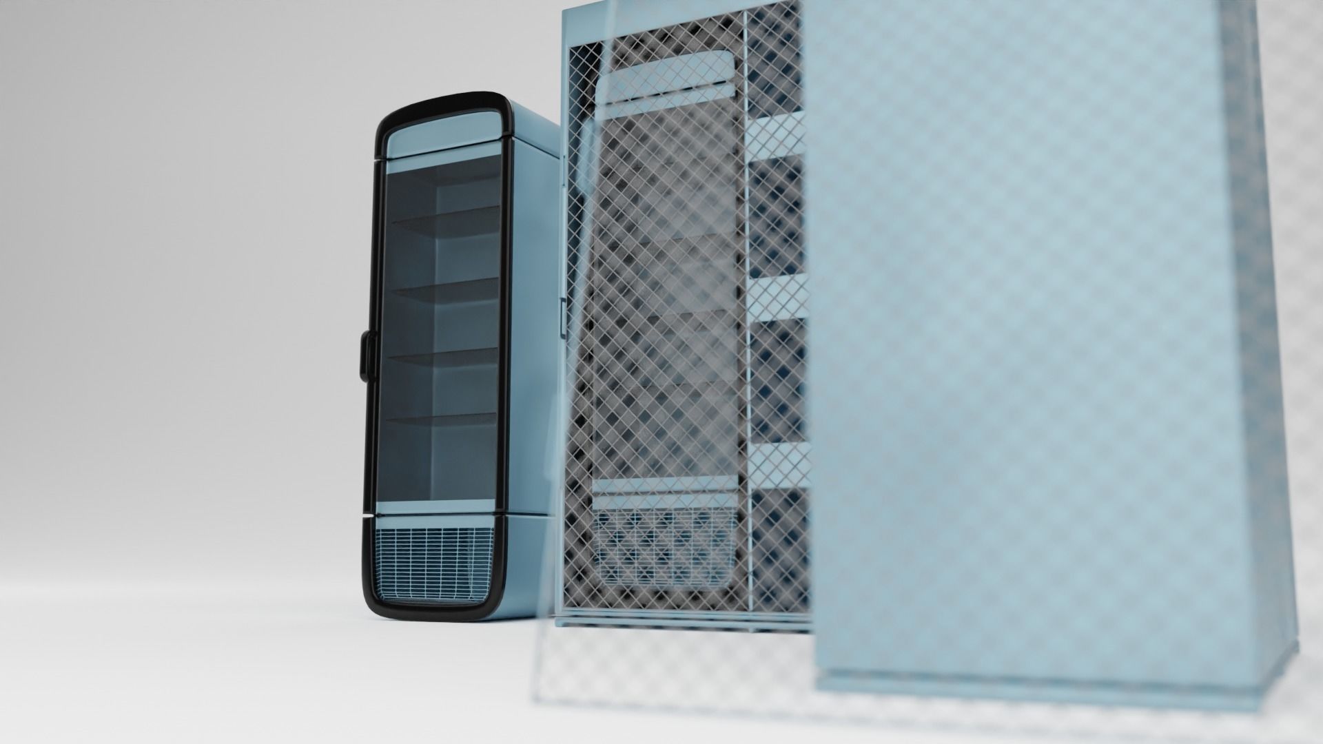 Grocery Fridge and Cage Free 3D model_3