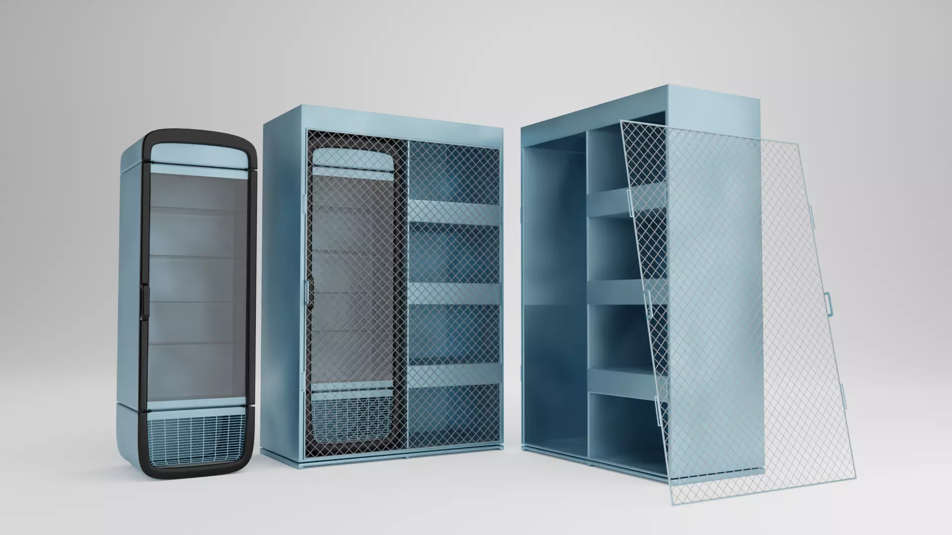 Grocery Fridge and Cage Free 3D model_0