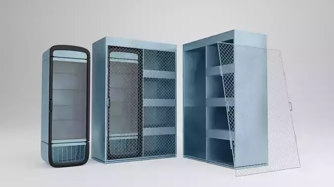 Grocery Fridge and Cage Free 3D model