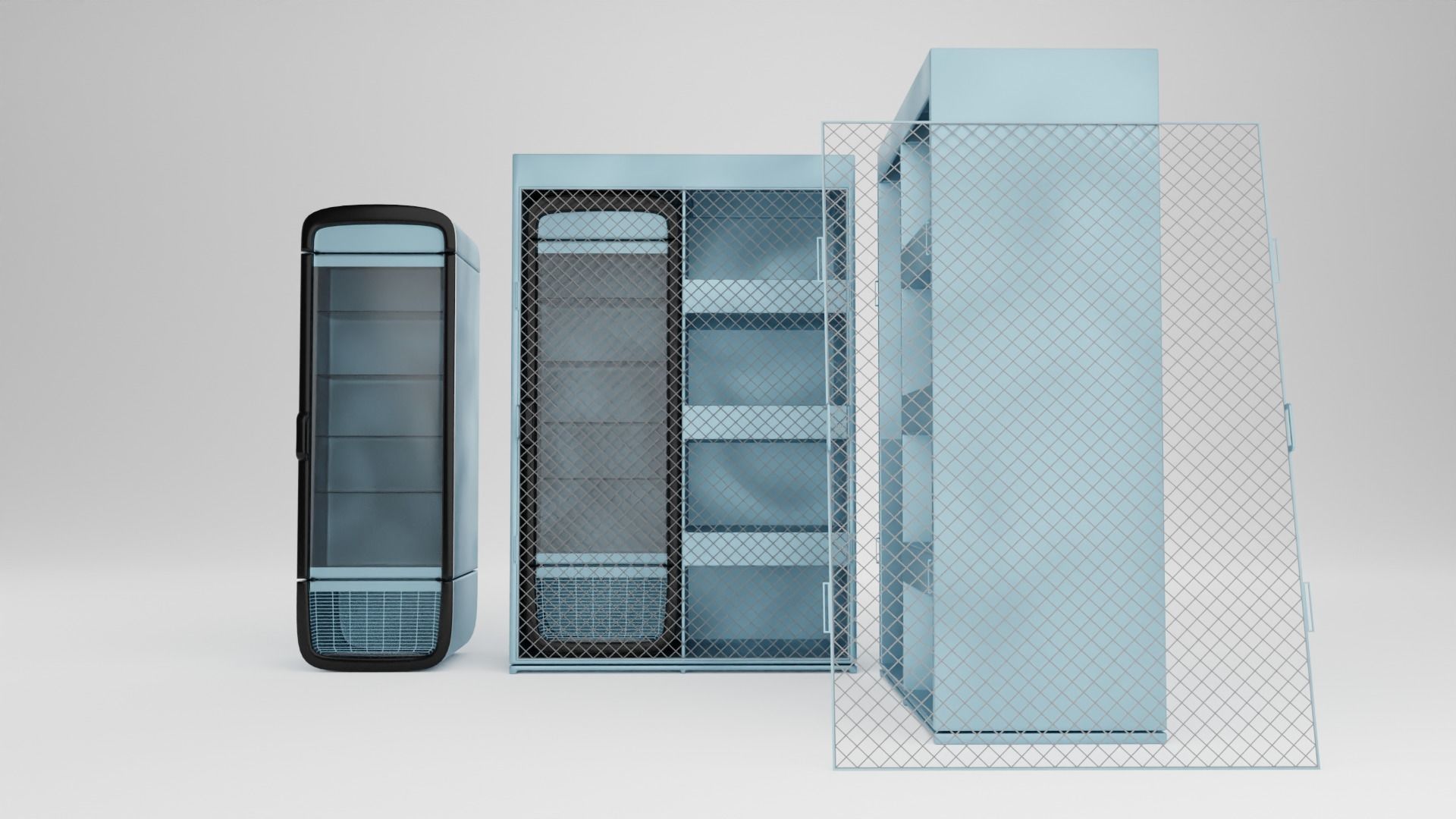 Grocery Fridge and Cage Free 3D model_4