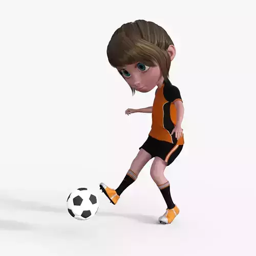 Cartoon Footballer Girl Rigged