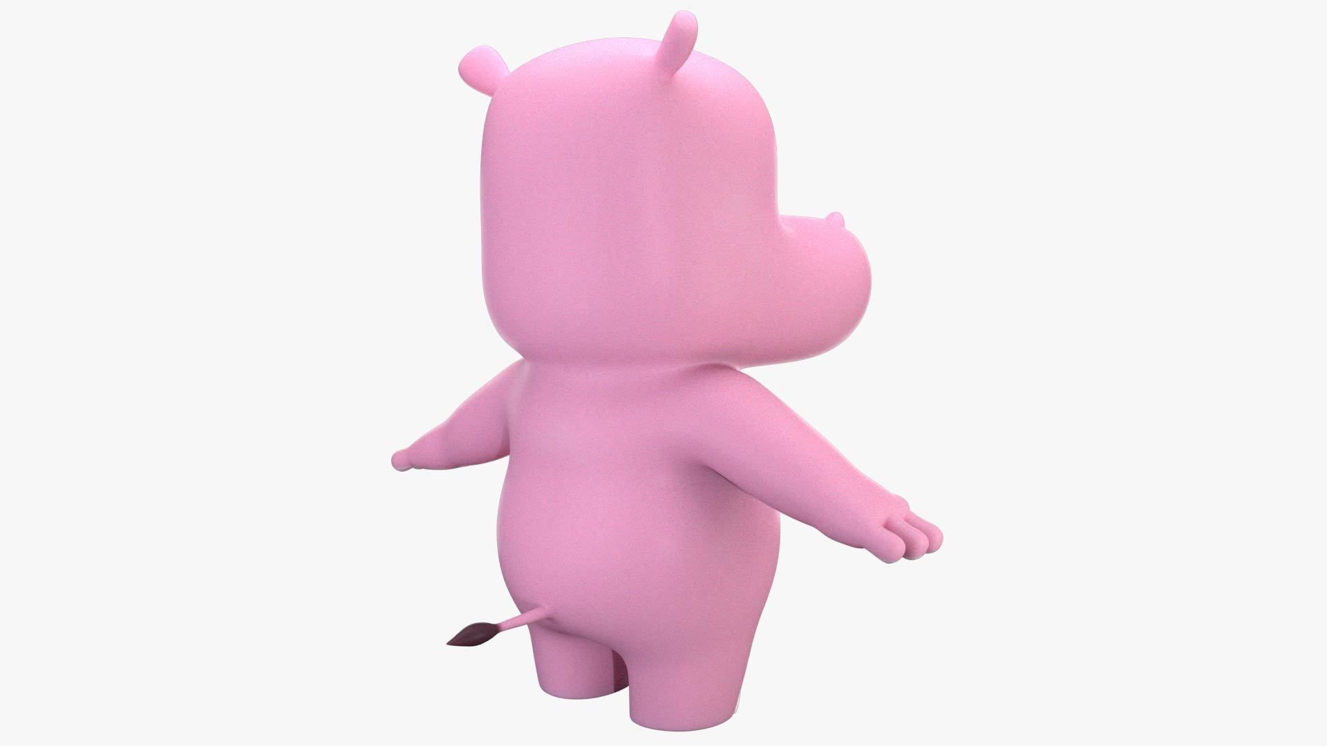 Cartoon Hippo Low-poly 3D model_3