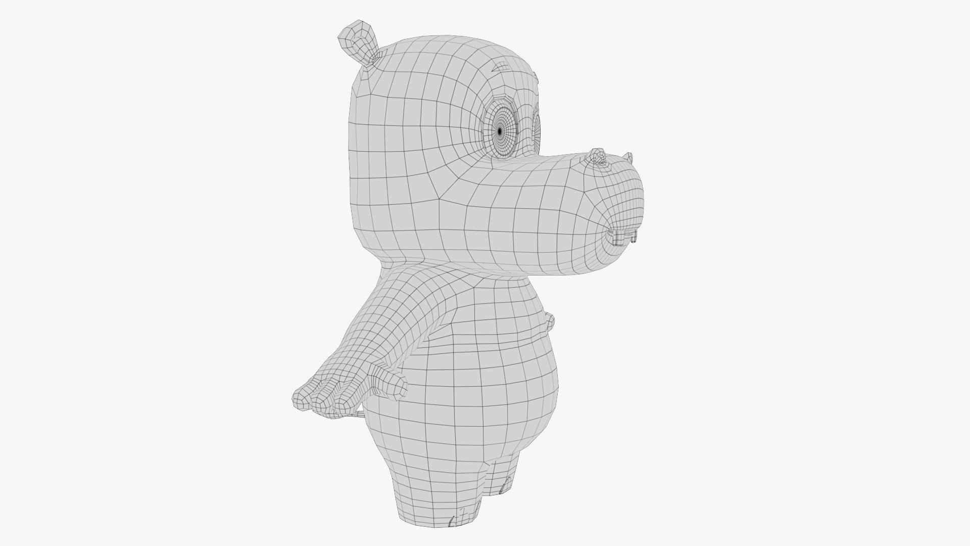 Cartoon Hippo Low-poly 3D model_10