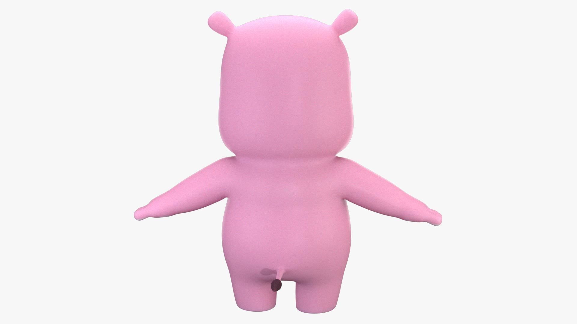 Cartoon Hippo Low-poly 3D model_4