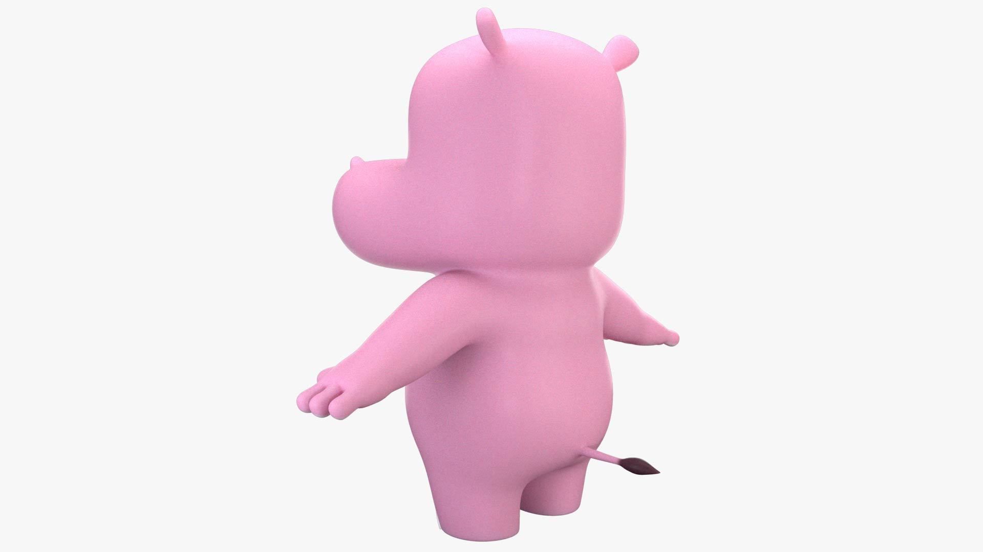 Cartoon Hippo Low-poly 3D model_5