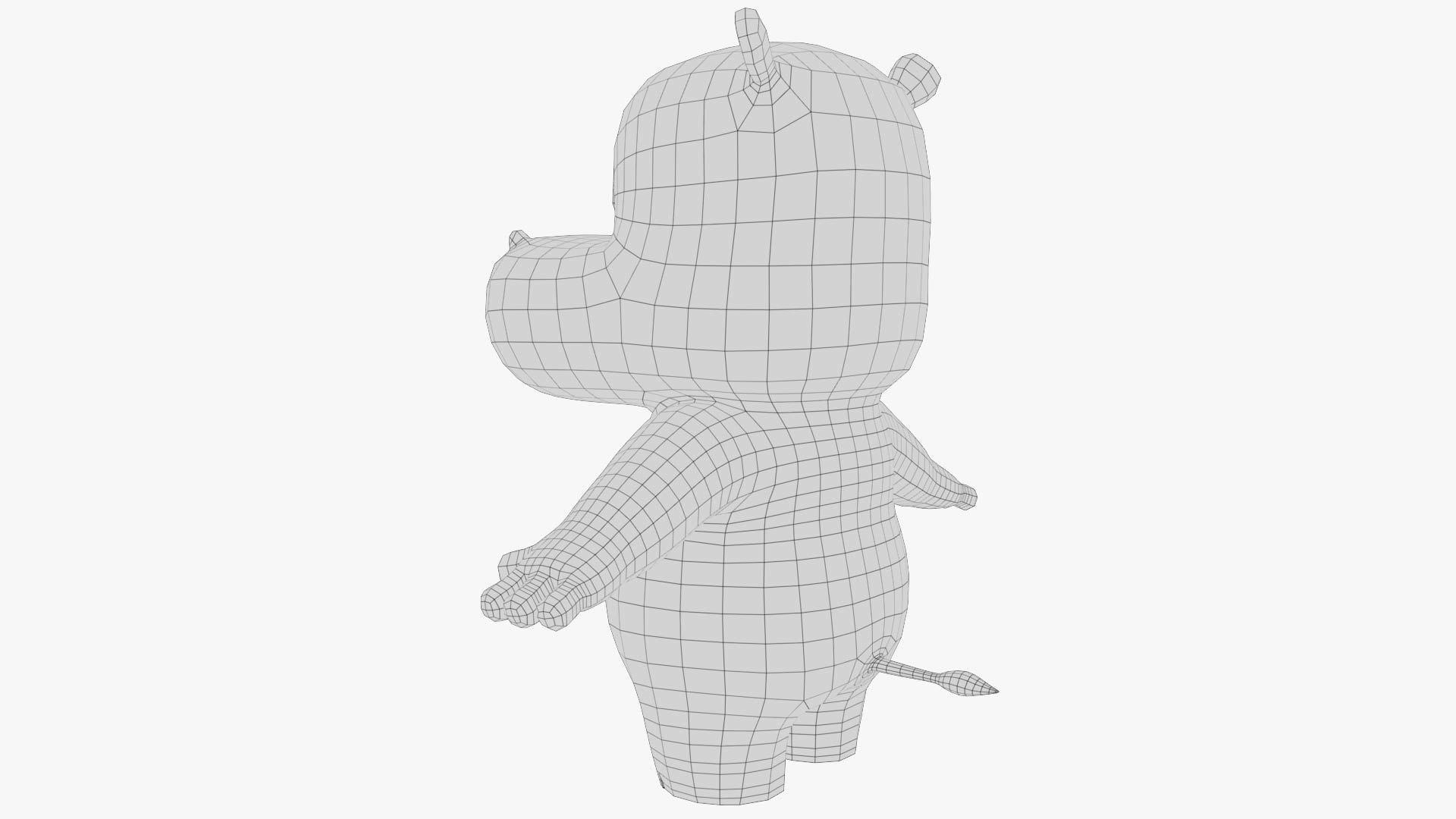 Cartoon Hippo Low-poly 3D model_14