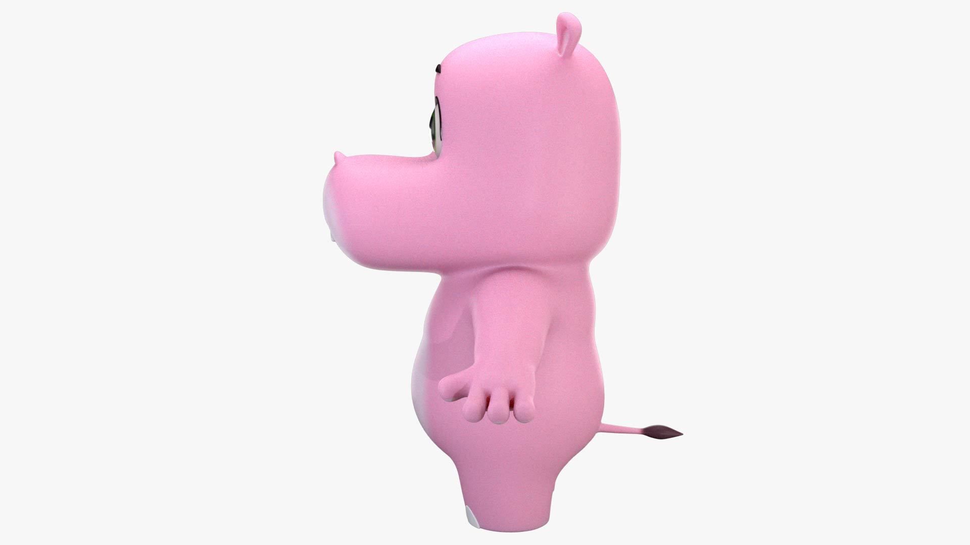 Cartoon Hippo Low-poly 3D model_6