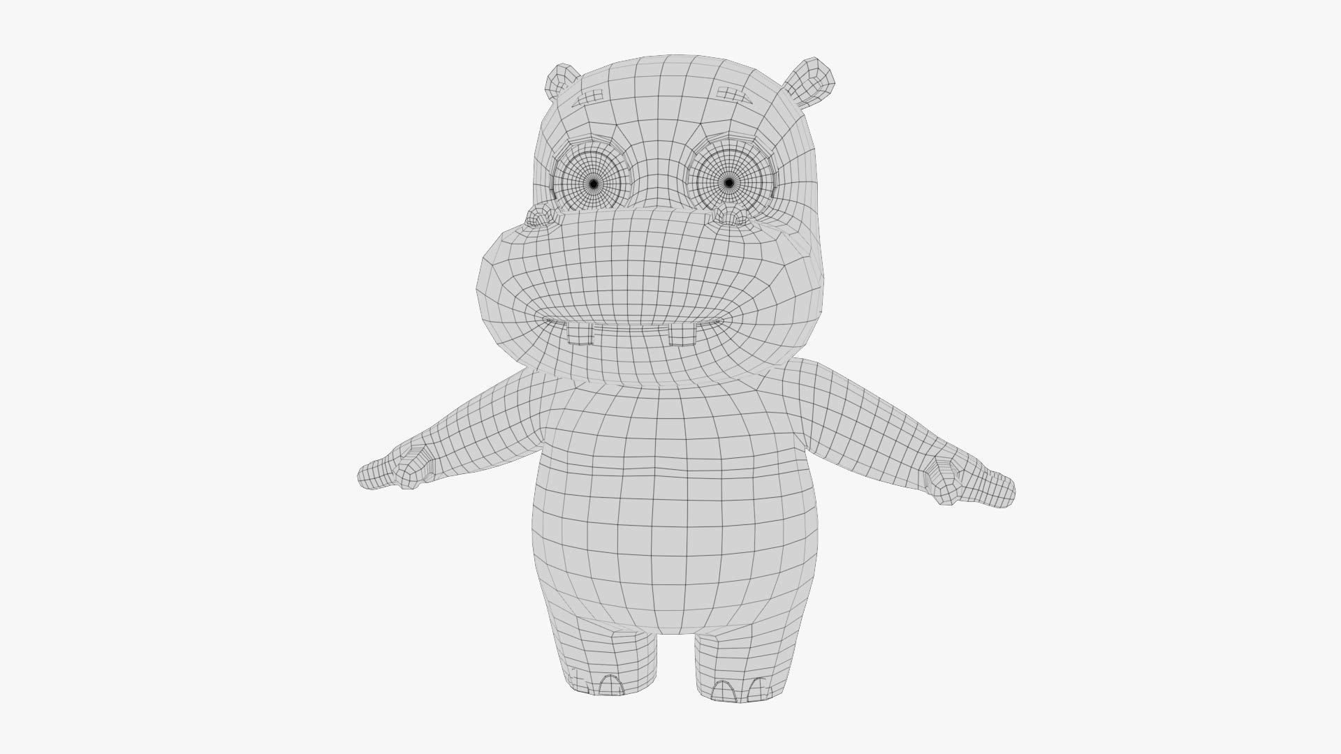 Cartoon Hippo Low-poly 3D model_17