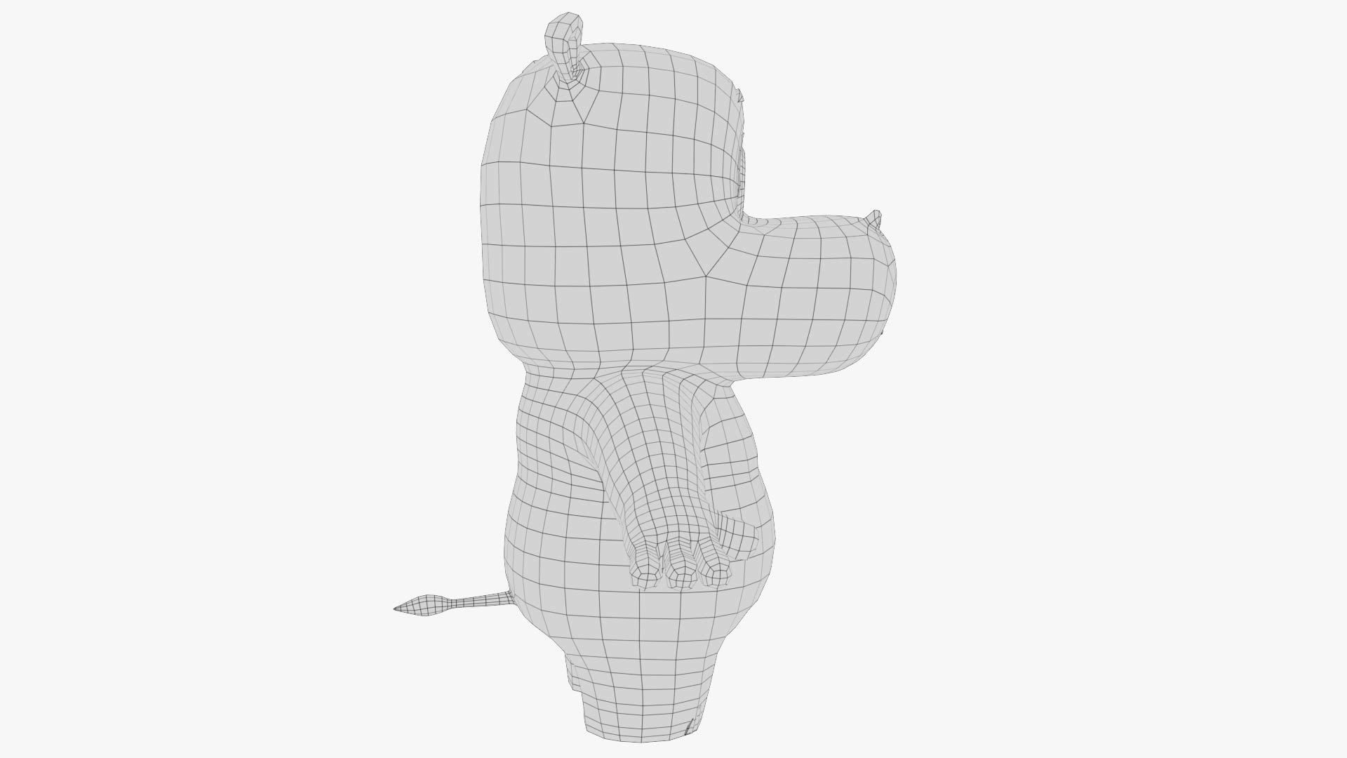 Cartoon Hippo Low-poly 3D model_11