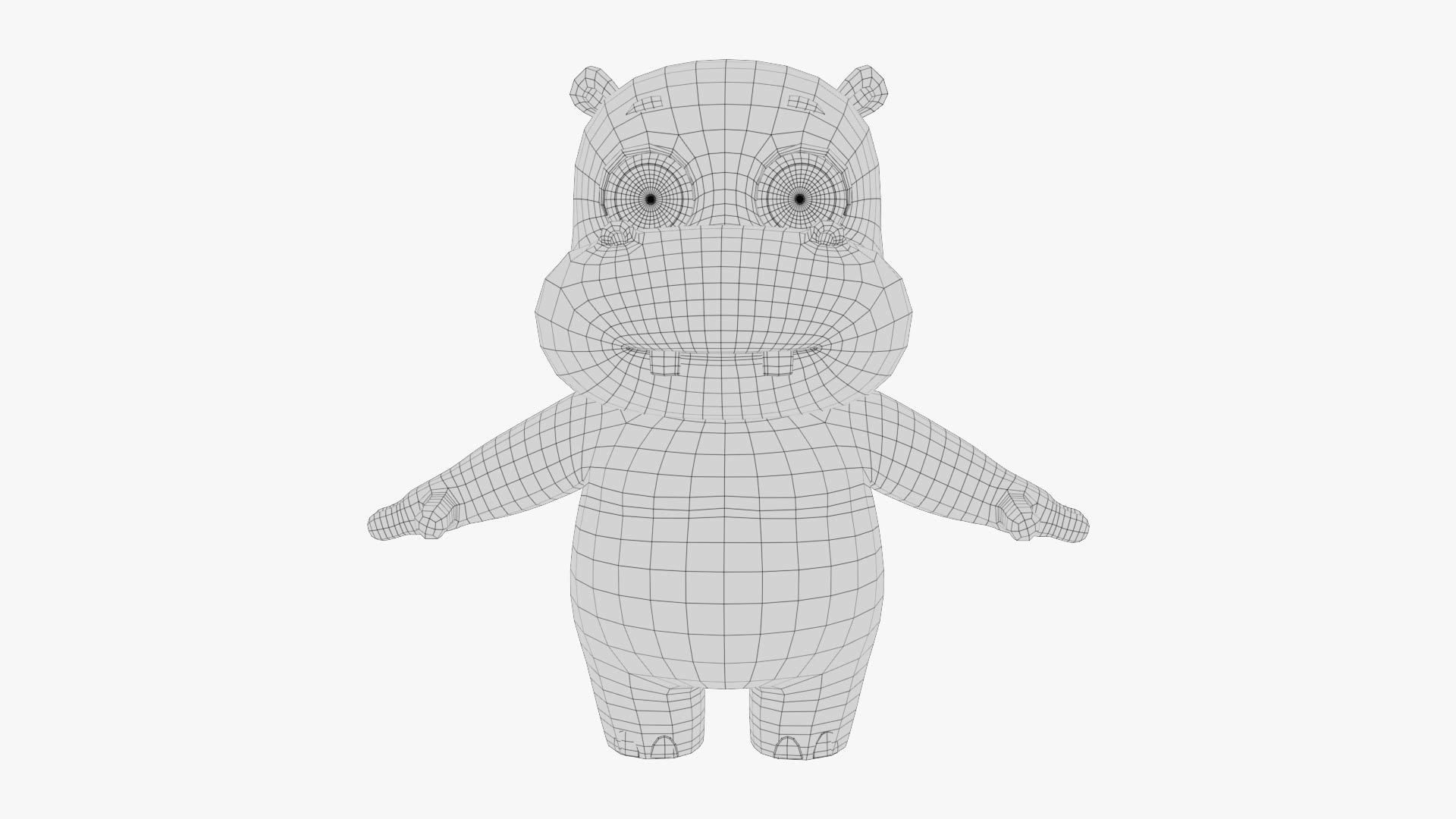 Cartoon Hippo Low-poly 3D model_9