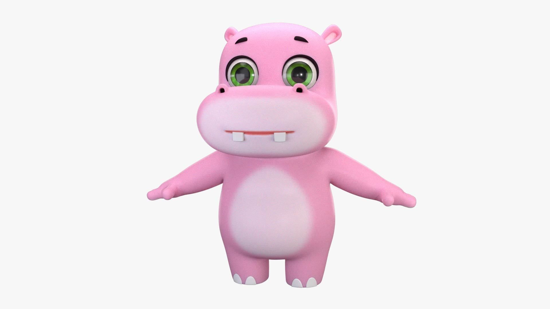 Cartoon Hippo Low-poly 3D model_8