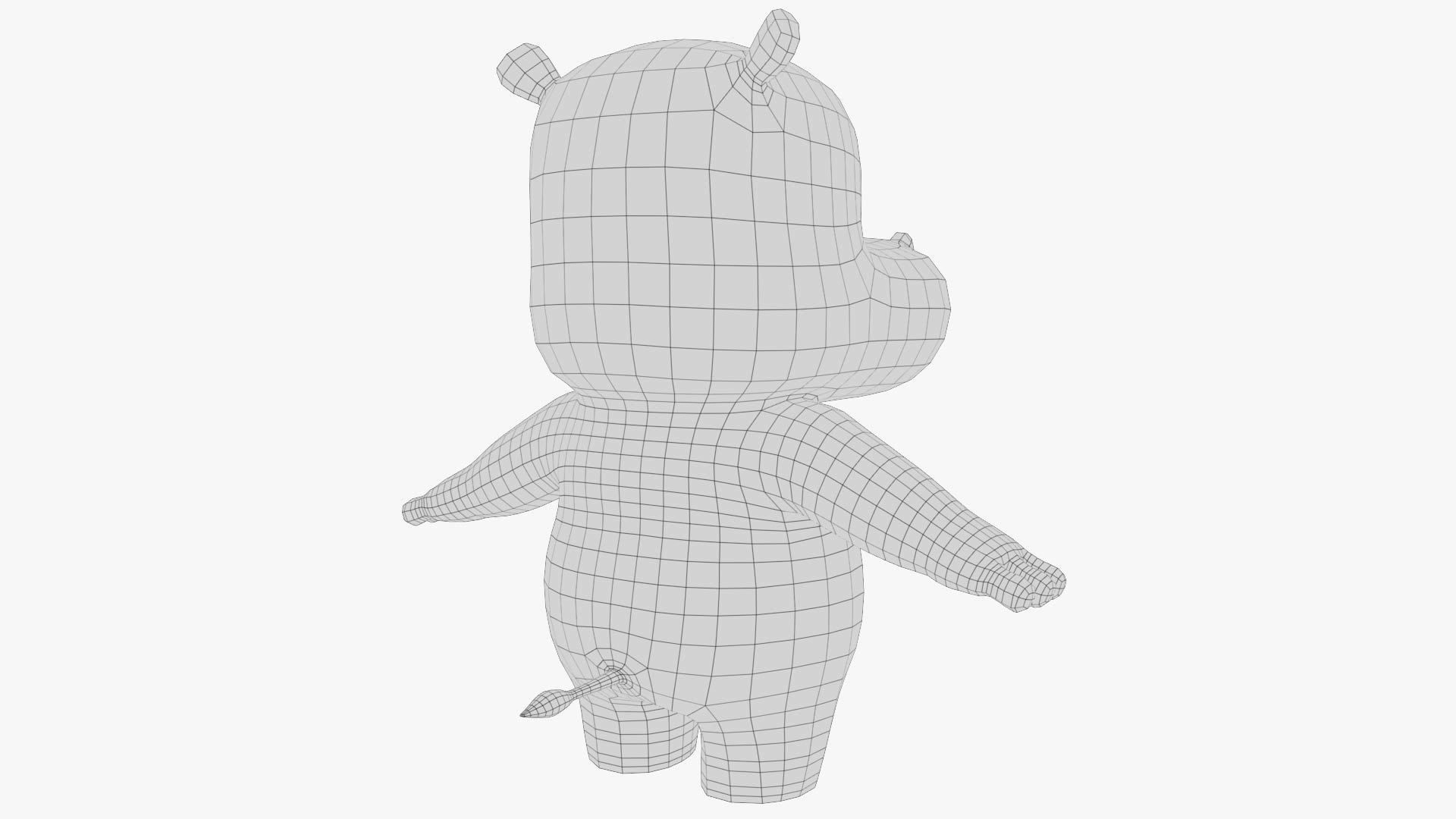 Cartoon Hippo Low-poly 3D model_12